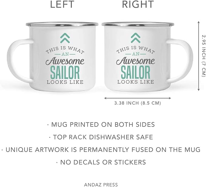 Andaz Press 11oz. Stainless Steel Campfire Coffee Mug Gift, This is What an Awesome Sailor Looks Like, 1-Pack, Birthday Gift Ideas Coworker Him Her, Includes Gift Box