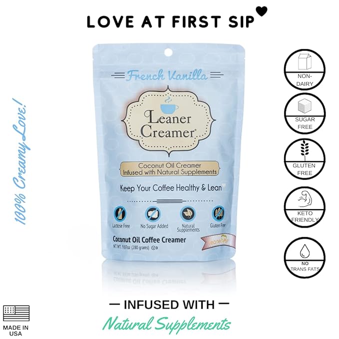 Leaner Creamer Coconut Creamer with Superfood Ingredients – Non-Dairy, Sugar-Free, Keto, Gluten-Free Powdered Coffee Creamer – Variety Pack – 4 Flavors – 280g Each