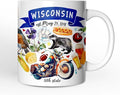 OrnamentallyYou State Travel Landmark Mugs – 12 oz Ceramic Coffee Cups, U.S. Souvenir Gift for Tourists (Artistic Wisconsin State Themes and Landmarks Mug)