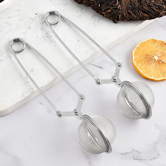 Snap Ball Tea Strainer, Tea Infuser with Handle Tea Mesh Infuser Snap Ball Strainer Steep Loose Leaf Tea Infuser Fine Mesh Ball Tea Filter Strainer for Spices and Seasonings
