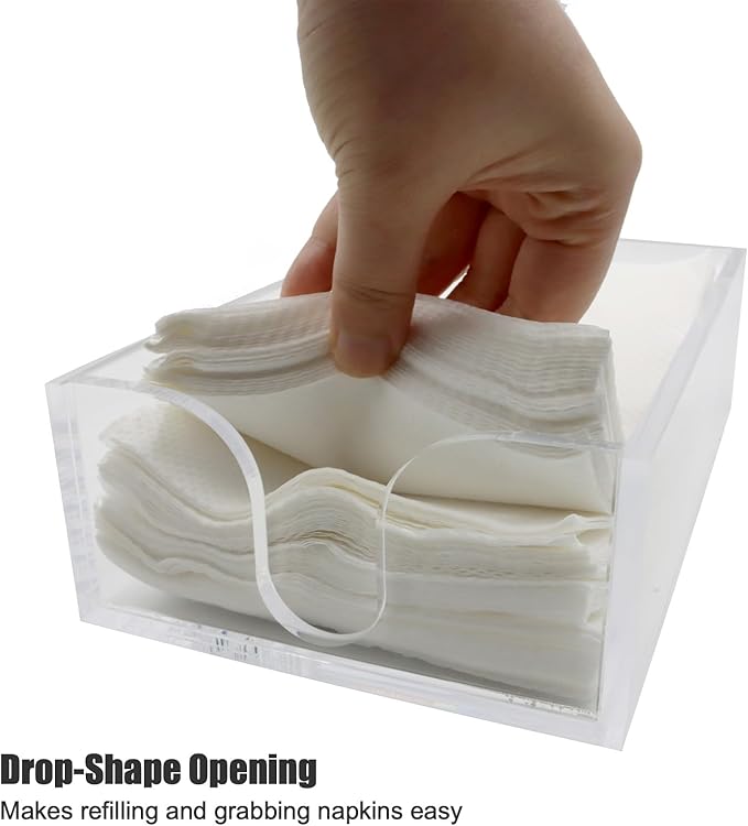 Acrylic Napkin Holder, Clear Rectangle Guest Towel Holder Tray for Bathroom, Kitchen, Office - 9x5.5x2.5in