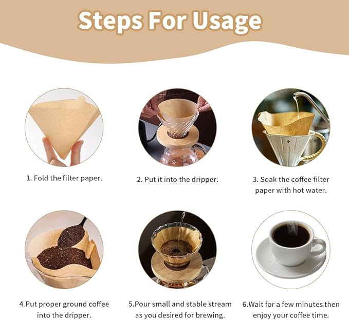 Coffee Filters, Size 02 Unbleached Coffee Filters, 200 Count Disposable Natural Paper Filters 2-4 Cup, 02 Cone For Pour Over and Drip Coffee Maker