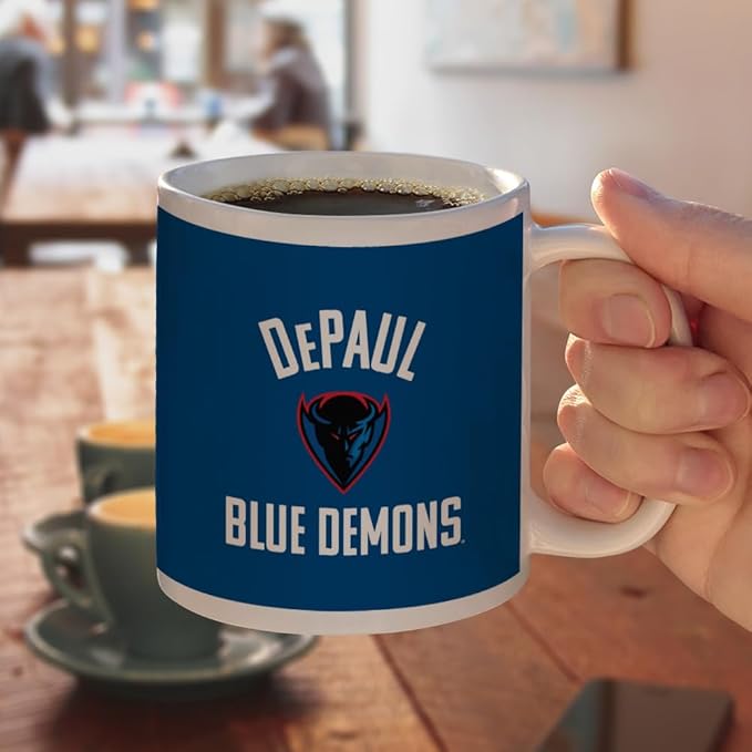DePaul Blue Demon Ceramic Coffee Mug, Novelty Gift Mugs for Coffee, Tea and Hot Drinks, 11oz, White
