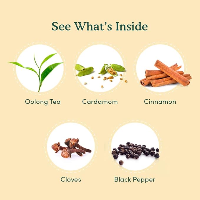 VAHDAM Maharani Chai Oolong Tea (50 Cups) | 100% NATURAL SPICES | Masala Chai Tea Loose Leaf | Cardamom, Cinnamon, Clove, Black Pepper | Spiced Chai Tea | Brew Hot or Iced | 100gm