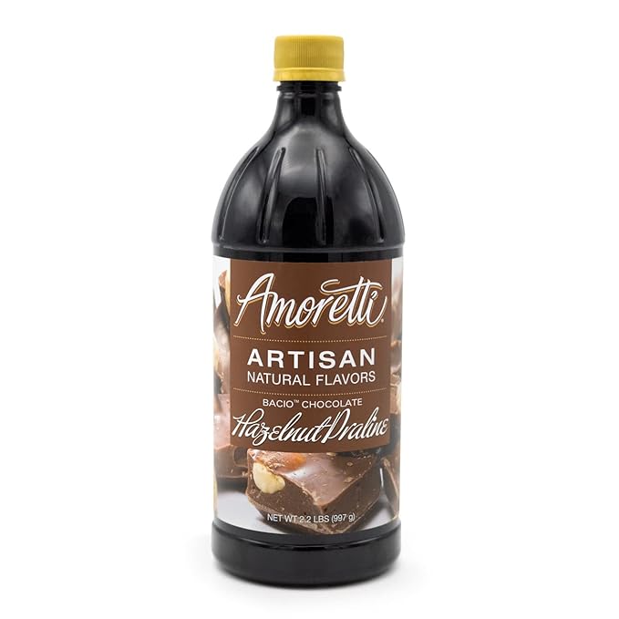 Amoretti - Natural Bacio Chocolate Hazelnut Praline Artisan Flavor Paste, 2.2 lbs, Perfect For Ice Cream, Beverages, Cakes, and more, Preservative Free, Vegan, Gluten Free, No Artificial Sweeteners