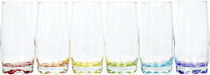 Vibrant Splash Water, Beverage Highball Glasses, 13.25 Ounce - Set of 6