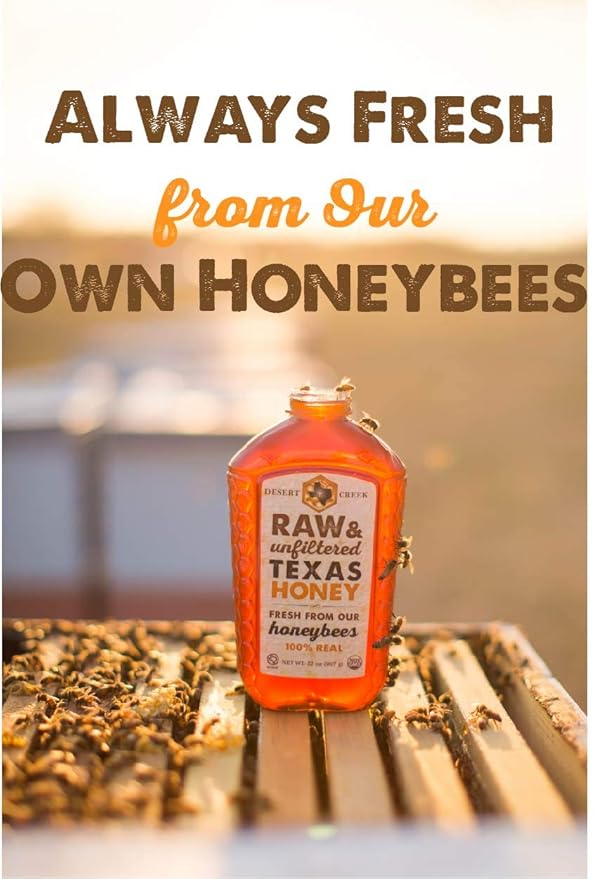 Pack of Two 12 oz. Honey Bears Raw, Unfiltered, Unpasteurized Texas Honey by Desert Creek Honey Non-GMO, Kosher
