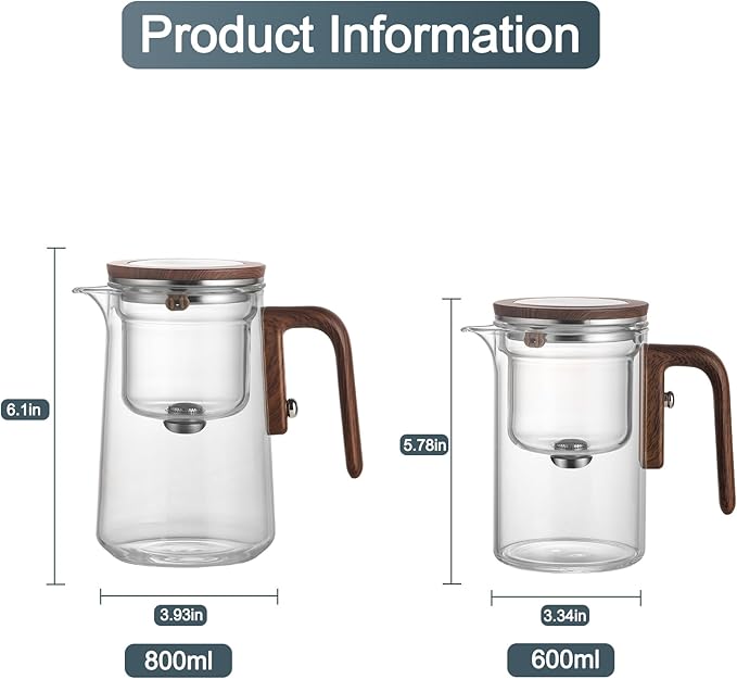 Enchanti Tea Pot, Witchcraft Magical Enchanted Glass Teapot with Strainer, Magnetic Filtration Pot with Handle, for Home, Gifting, Outdoor and Office (600ml 1Pcs)