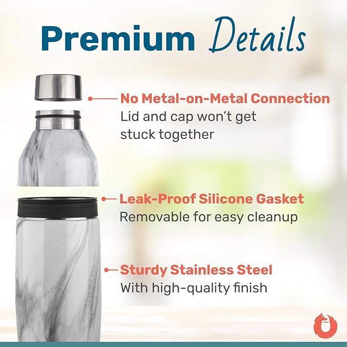 SNOWFOX Premium Vacuum Insulated Stainless Steel Cocktail Shaker, Home Bar Accessories, Elegant Drink Mixer, Leak, Proof Lid With Jigger & Built, In Strainer, Shimmer Gold, 22oz.