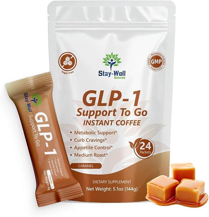 Slim Coffee GLP-1 Supplement | GLP 1 Booster to Control Appetite and Cravings | Great Tasting Metabolic Support - Coffee Bean Extract, Green Tea, Yerba Mate (Caramel)