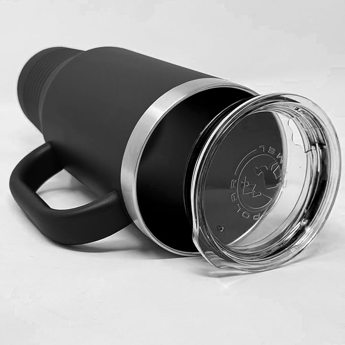 LaserGram 40oz Vacuum Insulated Travel Mug with Handle, Sushi, Personalized Engraving Included (Black)
