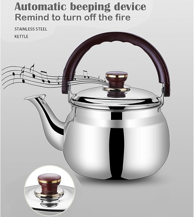 Tea kettle, Food Grade 304 Stainless Steel Tea Kettle for Stove top Whistling Teapot with Cool Touch Ergonomic Handle, Suitable for All Heat Sources(4.7L)