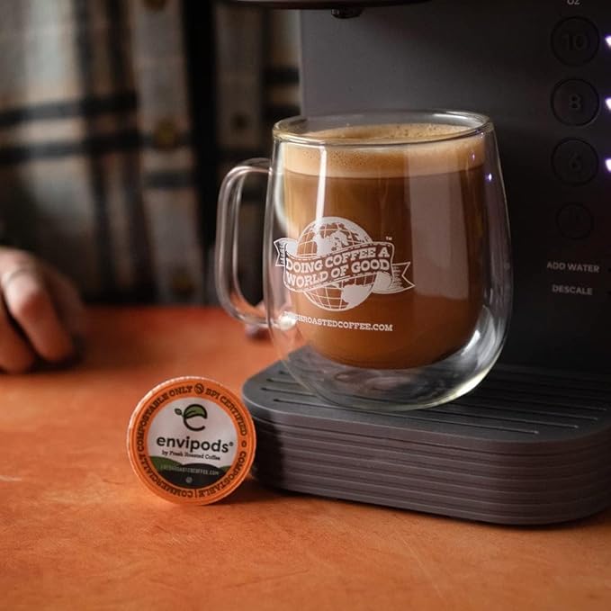 Fresh Roasted Coffee, Jamaican Me Crazy Flavored Compostable envipods, Medium Roast, Kosher, 12 Count,for Keurig K Cup Brewers | Not for use in Ninja or Hamilton Beach Brewers