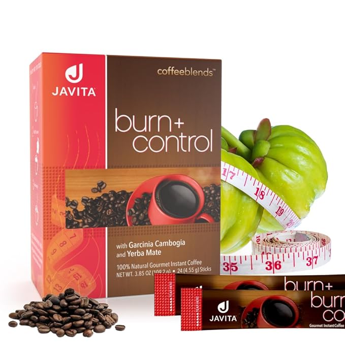 Burn + Control Instant Coffee – Smooth Arabica Blend with Garcinia & Yerba Mate – Supports Metabolism & Daily Energy – Convenient Slim-Style Coffee Mix (3 box/72 serv.)