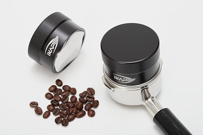 IKAPE Coffee Products, 51MM Coffee Distributor, Gravity Adaptive Espresso Distributor Fits All 51MM Espresso Portafilter, Compatible with 51MM Delonghi Bottomless Portafilter (Black)