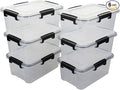6-Pack 10 L Clear Plastic Storage Box with Lid, Airtight Pet Food Storage Containers