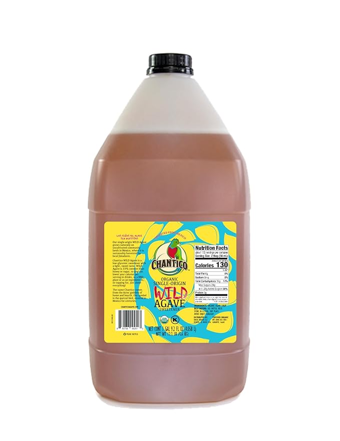 Chantico Agave Sweetener (Wild Agave, 12.3 LB) Organic Natural Sugar Substitute with a Premium Food Taste - Stevia Alternative and Honey Replacement