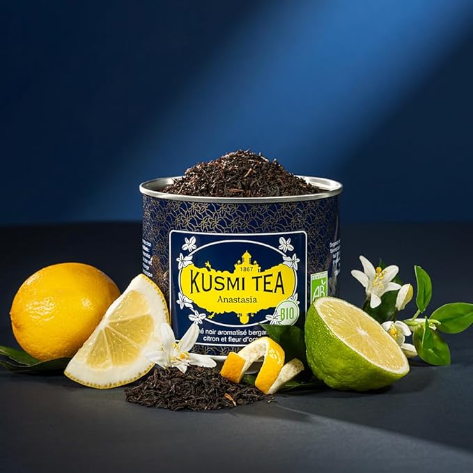 Kusmi Tea - Anastasia - Organic Black Tea with Bergamot & Lemon - Flavored with Orange Blossom - Caffeinated Tea - Inspired by the Iconic Earl Grey Tea- Loose Leaf Tea - Tin Box of 3.5 oz