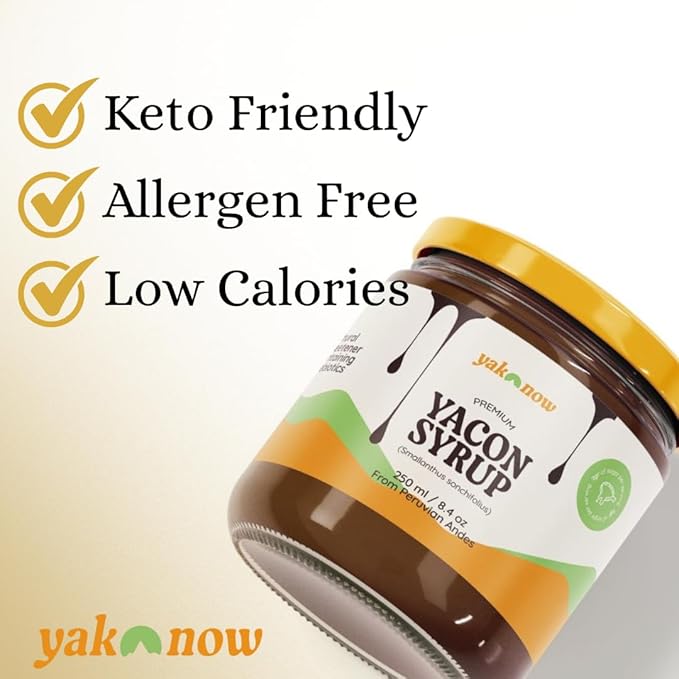 Yacon Syrup, Natural Sweetener with Prebiotics, Low glycemic, Keto friendly, 8.4 oz