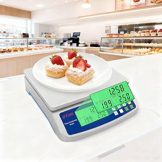 Large Digital Kitchen Scale 30KG Commercial Food Scale 66LB for Baking Bread Meat Stainless Steel Price Computing Scale LCD Display,Prep Counting Scale for Parts and Coins Adapter Included (Blue)