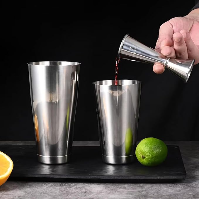 Homestia Boston Cocktail Shaker Black, Cocktail Shaker Tins Weighted, Bar Shaker Set Bartender Shakers for Bartending - Martini Shaker Stainless Steel Drink Mixer, Bar Tools Metal Shaking Tin