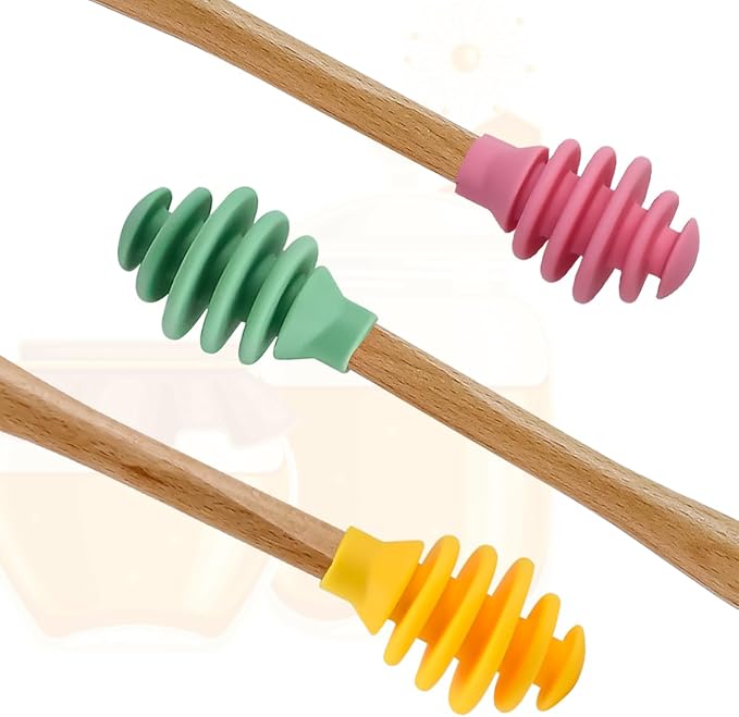 Silicone Honey Dipper Sticks, 3PCS Spiral Design Non-Drip Honey Spoon with Jar Stirring Rod, Food-Grade BPA Free Dispenser for Syrup, Jam & Beverages