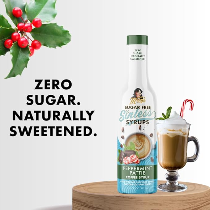 Sugar Free 3pk Peppermint Pattie Sinless Syrup - Stevia Based, No Sugar Alcohols or Sucralose, No Artificial Sweeteners, Natural Ingredients, Coffee Tea Cocoa Dessert, Keto Friendly, 3 Pack