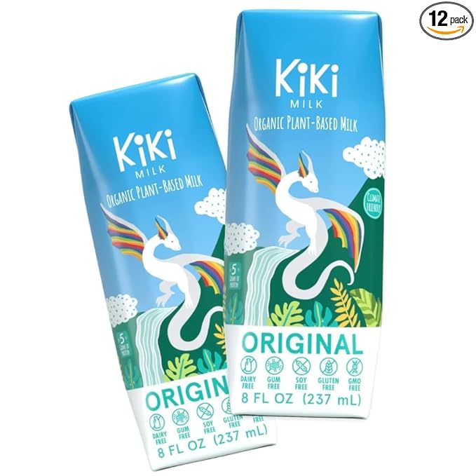 Original Kiki Milk, Organic, Plant Based, Gum Free, GMO Free, Dairy Free, Soy Free, Gluten Free, Glyphosate Free (8 oz • Pack of 12)