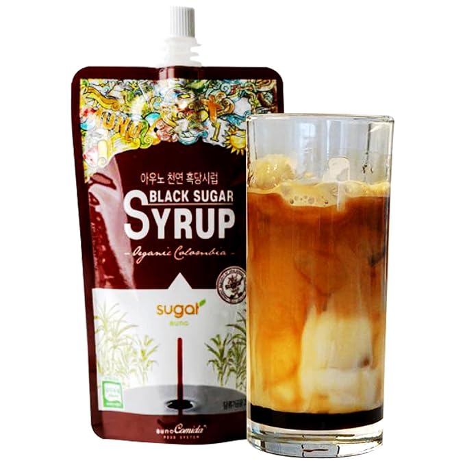 Authentic Black Sugar Syrup - Pure Cane Sugar Syrup for Coffee, Pancakes, Desserts & More_8.8 oz (250g)_1ea
