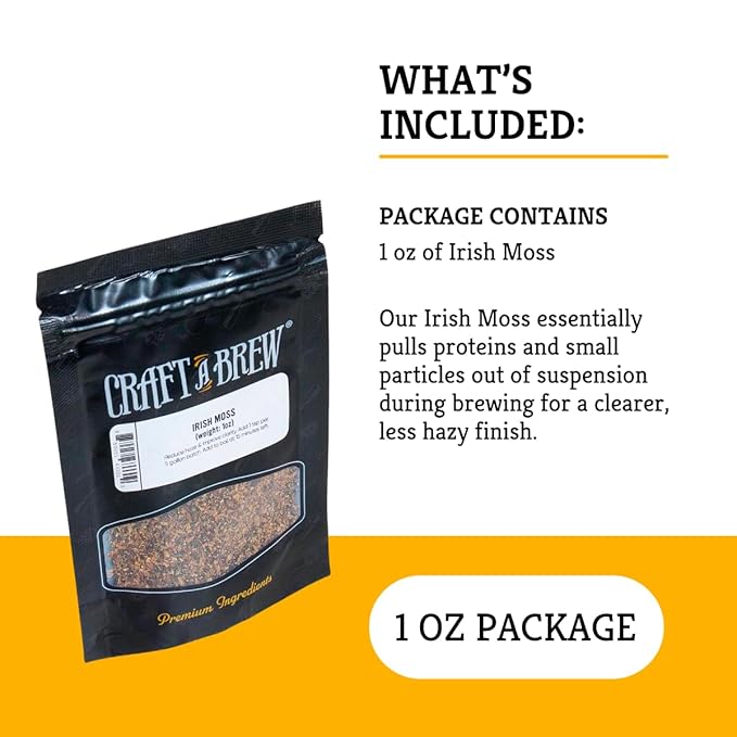 Craft A Brew - Irish Moss - For Beer Brewing - Helps Brew Clearer Beer - Clarifier For Home Brewing - 1 oz Package