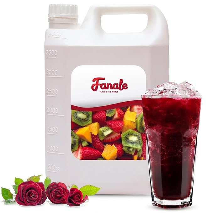 Fanale Premium Flavoring Concentrated Syrup for Bubble Tea 11 lb | Rose Flavor Syrup | for Boba Tea, Smoothies, Slushes, Desserts | 11lb | SRP140