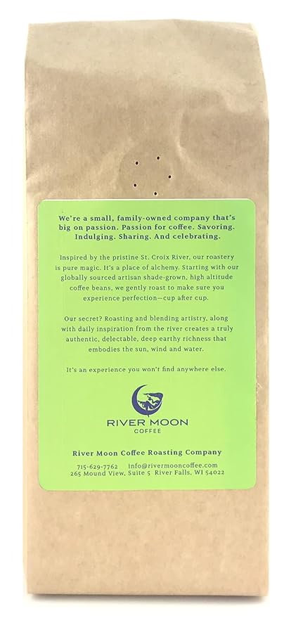 River Moon Coffee, Medium Roast Coffee Beans, 16 Ounces, Non-GMO, Direct Trade, 100% Arabica, Gaia Blend