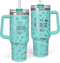 Nurse Gifts for Women, Nurse Tumbler with Handle 40oz Stainless Steel Coffee Cup with Straw Lid, Nursing Gift for Female Nurses, Appreciation Gift for Graduation Christmas Birthday