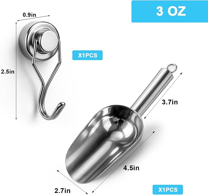 Stainless Steel Ice Scoop for Freezer with Magnetic Hook - Ice Scoop for GE Profile Opal 2.0 Nugget Ice Maker, for Kitchen Bar Party Accessories (3OZ)