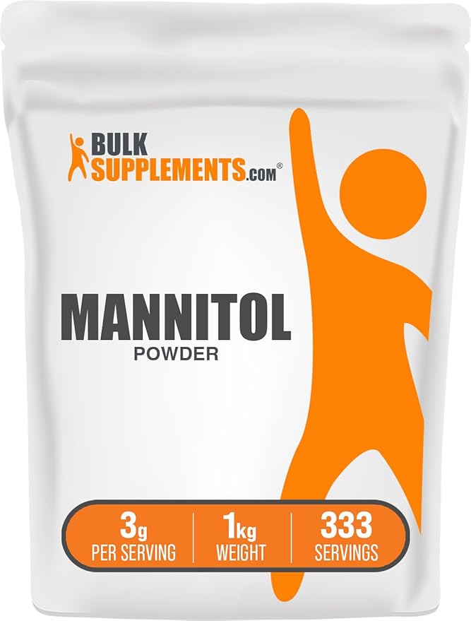 BulkSupplements.com Mannitol Powder - Mannitol Sweetener, Sugar Substitute, Mannitol Supplement, Natural & Gluten Free, 3g per Servings, 1kg (2.2 lbs) (Pack of 1)