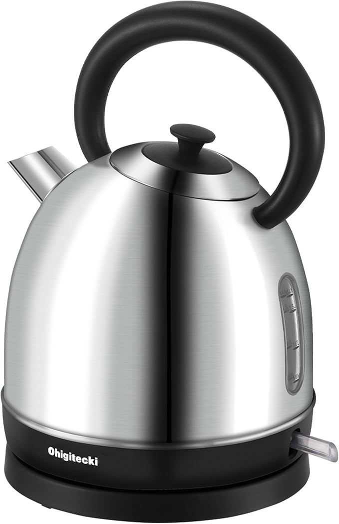 1.7L Electric Kettle, Cute Water Boiler with Thermometer & Auto Shut-Off, 1200W Fast Boiling Kettle for Home Kitchen Office, BPA-Free, Boil-Dry Protection (Stainless Steel Sanding)