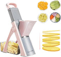 Upgrade Safe Mandoline Slicer Plus for Kitchen, SupMaKin Bigger Port Vegetable Food Potato Chopper, Adjustable Thickness, Julienne & Dicer Salad Making Chopping Artifact (Pink)