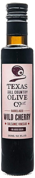 Wild Cherry Balsamic Vinegar - Gourmet Barrel Aged Infused Balsamic Vinegar - Great for Dressing Dipping Glazing - No Artificial Flavors or Added Sugar - Made in Texas (8.5 oz)