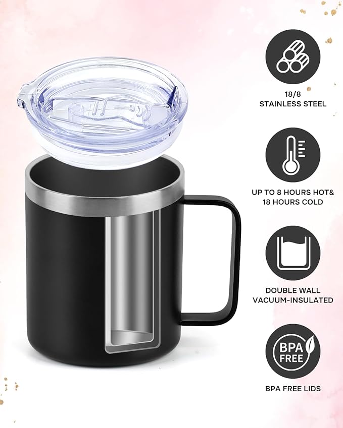 Husband and Wife Gifts, Mr & Mrs Coffee Mugs Set, Hubby and Wifey Gifts, Newlywed Gif 14oz Stainless Steel Insulated Mug(Black White)
