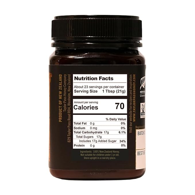 Taylor Pass Honey Co Manuka Honey UMF 5+ MGO 83+ | Monofloral New Zealand Honey | Sustainable, Non-GMO, Halal, UMF Certified | BPA-Free Jar | 500g 1lb 1.6 Oz