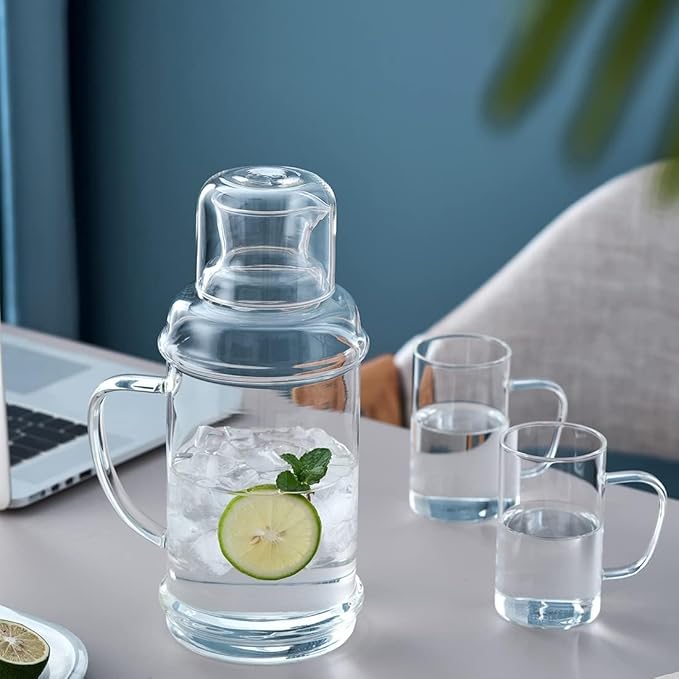 68OZ Glass Pitcher with Lid and Spout, Water Jug, 2000ml Carafe for Hot/Cold Water, Large Iced Tea Pitcher for Coffee, Juice and Homemade Beverage
