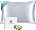 Ravmix Silk Pillow Cases with Zipper, 21momme Mulberry Silk Pillowcase for Hair Skin Health, Soft Smooth Breathable Cool Pillow Cover for Beauty Sleep with Gift Box 1PC(Standard 20"x26", Silver Grey)