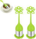 uxcell 2 Pcs Lotus Tea Infuser, Stainless Steel Loose Leaf Tea Steeper Filter with Silicone Handle Reusable Thin Pores Mesh Strainer Diffuser for Teacups Teapots Mugs, Green