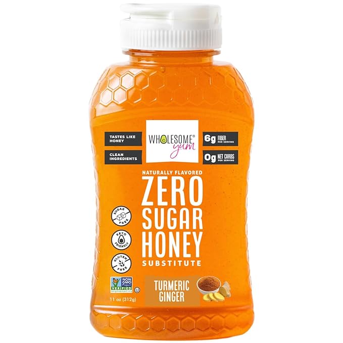 Wholesome Yum Turmeric Ginger Zero Sugar Honey Substitute (Keto) - Natural Sugar Free Honey Alternative With Monk Fruit & Allulose - 0 Net Carbs, Non-GMO, Gluten Free, No Aftertaste (11 oz)