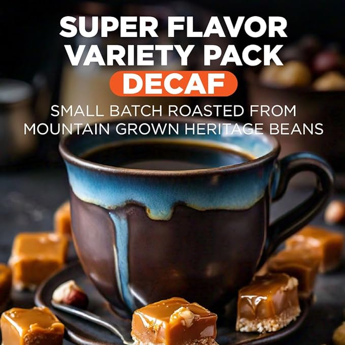 Maud's Flavored Decaf Coffee Pods Variety Pack, 80 ct,14 Assorted Roasts & Flavors, Decaf Medium Roast Coffee in Recyclable Single Serve Pods - 100% Arabica Coffee, Compatible with Keurig K Cups Maker