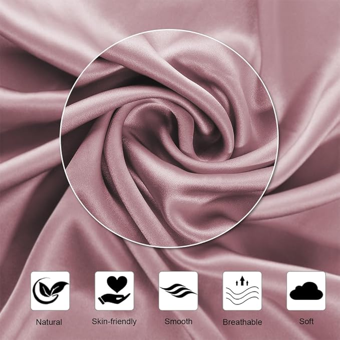 Silk Pillowcase for Hair and Skin with Hidden Zipper, Ravmix Both Sides 21Momme Mulberry Silk Cooling Pillow Case Standard Size 20×26inches, 1PCS, Dark Pink