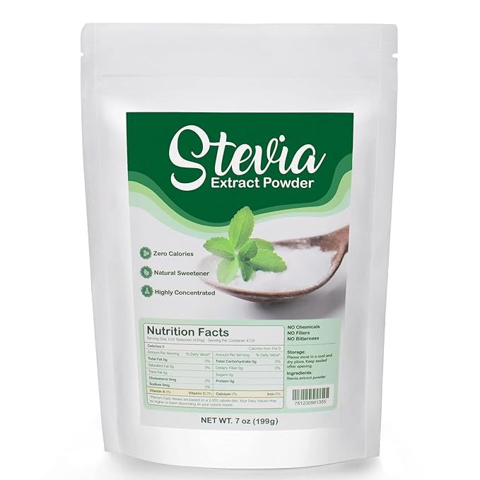CCnutri Stevia Pure Stevia Powder 7oz(199g), Sweetener Premium Sugar Substitute-No Fillers, No Bitterness, Zero Calorie, Highly Concentrated