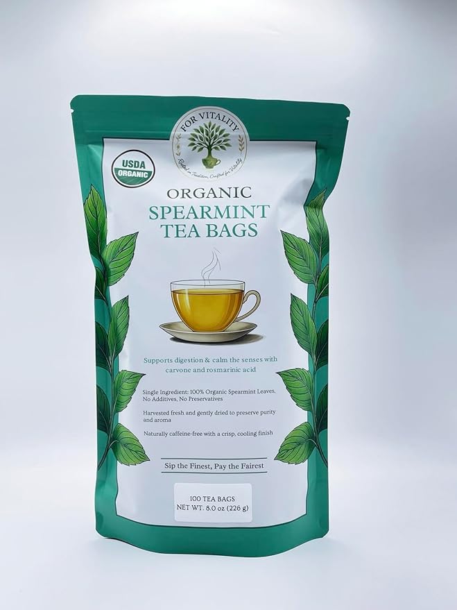 Organic Spearmint Tea (100 tea bags | 8 oz | 226g)