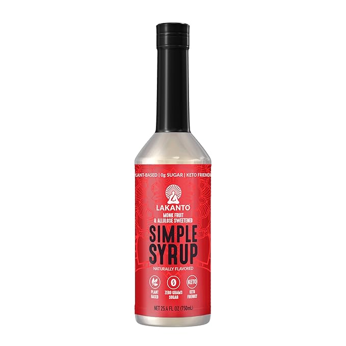 Lakanto Simple Flavoring Syrup - Monk Fruit Sweetener with Allulose, Perfect for Coffee, Tea, Cocktails, Snow Cones, Sodas, Other Drinks, Keto, Vegan (Original - 25.4 fl oz)