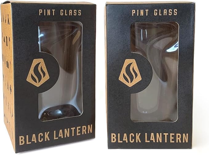 Black Lantern Pint Glasses Mountain Range Beer Glass Set - Two Premium 16oz. Drinking Cups - Dishwasher-Safe